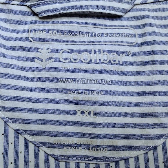 Coolibar Womens XXL Amara Smart Shirt UPF 50 Sun Protection Button Up Striped - Picture 4 of 9